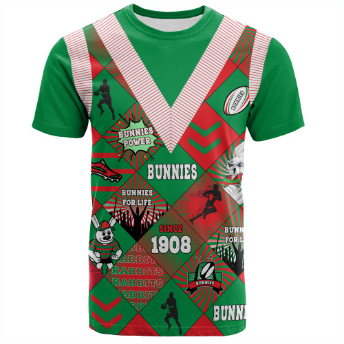 South Sydney Rabbitohs T-Shirt - Argyle Patterns Style Tough Fan Rugby For Life